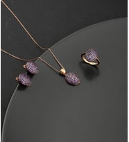 925 Ayar Gümüş Ametist Taşlı Oval Set