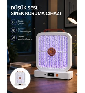 Masaüstü Şarjlı Elektrikli Sinek Öldürücü UV Teknolojili Beyaz Cihaz