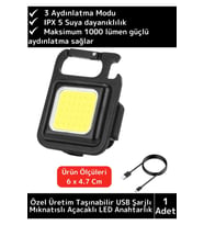 Premium USB Şarjlı 3 Mod Açacaklı El Feneri Mıknatıslı 1000 Lümen Cep Boy LED Anahtarlık