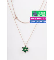 Jewelmim Yeşil Gümüş Lotus Çiçeği Kolye Rose Altın Kaplama Kamelya 925 Ayar Kadın Gümüş Lotus Çiçeği Kolyesi (Rose)