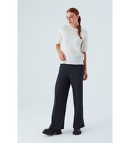 Peraluna NICOLE BLOUSE Saç Örgülü Kısa Kollu Kaşmirli Kadın Triko Bluz - Ekru