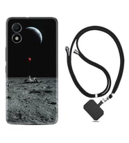 TCL 303 Kılıf Silikon Boyun Askılı İpli Desenli Silikon Astronoot Red Baloon 1608