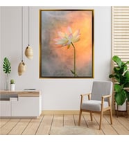 Tablore Sisli Gün Batımı Pembe Lotus Çiçeği Manzaralı Kanvas Tablo Salon Duvar Dekoru