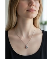 Çelik Silver Taşlı Kare Kolye - 25ctr434