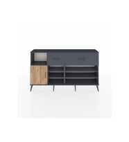 Arges Konsol 6 Raflı 2 Çekmeceli Tek Kapaklı  176x30x99 Antrasit-Çam/Antrasit