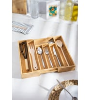 Bambu Ayarlanabilir Çekmece içi Kaşıklık & Çekmece İçi Organizer  (25*35*5 / 39*35*5) (Sarı)