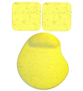 Oval Sarı Kum Desen Bilek Destekli Mouse Pad + 2 Adet Kupa Fincan Bardak Altlığı Altlık Set