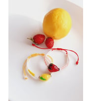 Miyuki Tila Murano Cam Özel Tasarım Çilek Limon Çocuk Bileklik (Kırmızı)