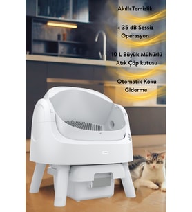 Petpivot Autoscooper 11 Açık Üst Akıllı Otomatik Kedi Tuvaleti  Büyük Irklar İçin Uygun, Akıllı Sensör, Koku Hapsetme