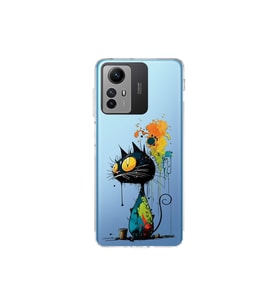 Redmi Note 12S ile Uyumlu Splash Kedi Tasarımlı Şeffaf Silikon Kılıf