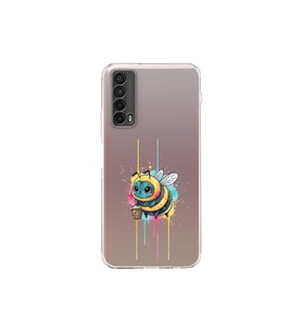 Huawei P Smart 2021 ile uyumlu Splash arı tasarımlı şeffaf silikon kılıf