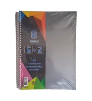 6+2 Ayraçlı Defter 8 Konulu 200 Yaprak 1 Adet 6 Kareli 2 Çizgili Spralli Plastik Kapak Seperatörlü (Gri)