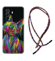 Huawei Nova Y70 Y90 Nova 9 SE  Kılıf Boyun Asklı Rasta Silikon Color Cat 1754