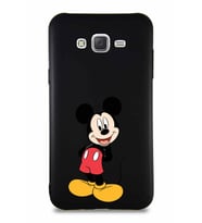 Samsung Galaxy J7 Soft Premier Kapak Mickey Mouse-B Tasarımlı Silikon Kılıf - Siyah (Şeffaf)