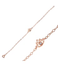 925 Ayar Gümüş Rose Kaplama Zirkon Taşlı Lotus Çiçeği Kadın Bileklik