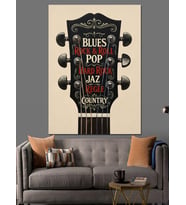 Gitar Tipografi Müzik Posteri Dekoratif Kanvas - Mdf Ahşap Tablo