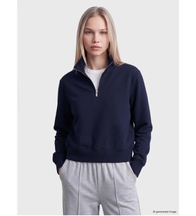 LCW Vision Lacivert Dik Yaka Kadın Sweatshirt