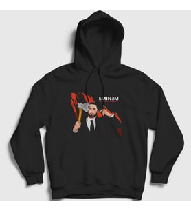 Presmono Unisex Siyah Murdered Eminem Kapüşonlu Sweatshirt 155818tt