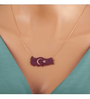 Gümüş Rose Ay Yıldız Türkiye Haritası Kadın Kolye