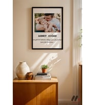 Kişiye Özel İsimli Bebek Fotoğrafı Posteri, Siyah Çerçeveli Duvar Tablosu