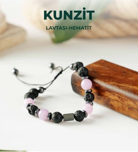 Luxtone Sertifikalı Kunzit - Lavtaşı ve Hematit Makrome Bileklik Erkek Takı LX1810BM