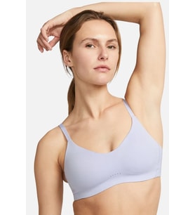Nike Training Dri Fit Alate Minimalist Light Support Padded Bra Light Pink Kadın Lazer Kesim Bra Lila