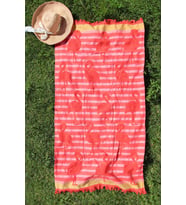 %100 Pamuk 80x150 Turuncu Filamingo Desenli Plaj Havlusu
