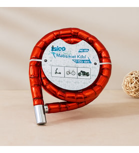 Tüp Anahtarlı Çelik Spiral Kilit 22mm x 150cm (Kırmızı)