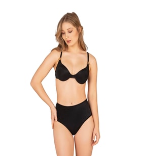 Endeep Kadın Yüksek Bel Aksesuarlı Fitilli Dokulu Bikini Takımı