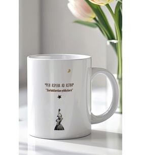 Motivasyon Sözü Temalı 330ml Baskılı Beyaz Seramik Kupa Bardak
