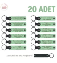 Açık Yeşil & Siyah, Sınıf Öğretmeninden Mesajlı Karne Hatırası Anahtarlık 20’li Set, Okul Hatırası