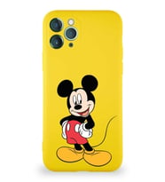 Apple iPhone 11 Pro Soft Premier Kapak Mickey Mouse-E Tasarımlı Silikon Kılıf - Sarı (Şeffaf)