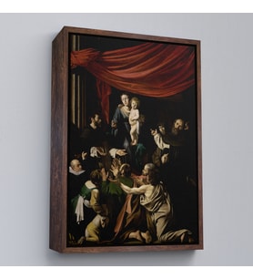 Çerçeveli Caravaggio - Tesbih Madonnası Tablo - Madonna of the Rosary (Beyaz)