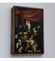 Çerçeveli Caravaggio - Tesbih Madonnası Tablo - Madonna of the Rosary (Beyaz)