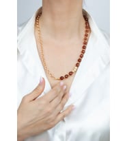 Gold Zincir Kehribar Kristal Kolye