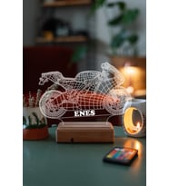 Yarış Motoru 16 Renk Kumandalı 3D Gece Lambası