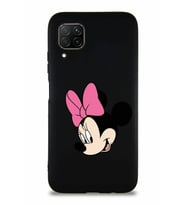 Huawei P40 Lite Soft Premier Kapak Minnie Mouse-B Tasarımlı Silikon Kılıf - Siyah (Şeffaf)