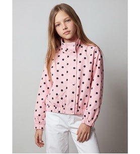 LCW Kids Pembe Dik Yaka Puantiyeli Kız Çocuk Ceket