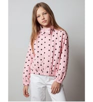 LCW Kids Pembe Dik Yaka Puantiyeli Kız Çocuk Ceket