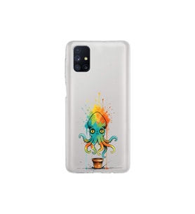 Samsung Galaxy M51 ile uyumlu Splash ahtapot tasarımlı şeffaf silikon kılıf