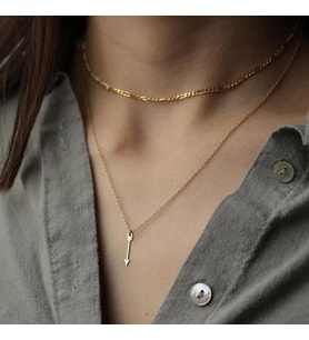 Kişiye Özel 925 Ayar Gümüş Minimal Ok Kolye (Gold)