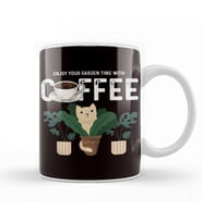 Enjoy Garden With Coffee Plants Cat Gardening Planting Lawn Kupa Bardak Porselen