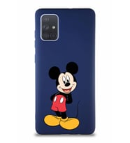 Samsung Galaxy A71 Soft Premier Kapak Mickey Mouse-B Tasarımlı Silikon Kılıf - Lacivert (Şeffaf)