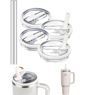 2 Adet Flip Pipetli Kapak – Stanley Quencher ile Uyumlu 40 Oz – Sızdırmaz Kapak + 2 Pipet – Krem Renk