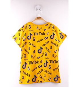 Toontoy Erkek Çocuk TikTok Baskılı Tişört (Hardal)