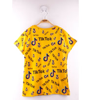 Toontoy Erkek Çocuk TikTok Baskılı Tişört (Hardal)
