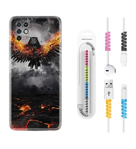 INFINIX Note 11 Pro Note 10 Hot 9 Play Kılıf Kablo Koruma Spiral Silikon Ateş Kartalı 1766