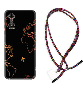 General Mobile GM 21 Pro GM 22 Pro Plus Kılıf Boyun Asklı Rasta Silikon Harita ve Uçak 1777
