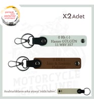 Motorculara Özel İsim Plaka ve 0(-) Kan Grubu Yazılı Kişiselleştirilen x2 Anahtarlık, Kahve-Beyaz-SK