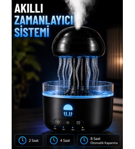 Denizanası Tasarımlı Ultrasonik Hava Nemlendirici RGB LED Işıklı Sessiz Buhar Makinesi Zaman Ayarlı